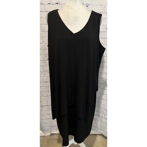 Susan Graver Black Tiered Sleeveless Dress Size XL QVC Stretchy